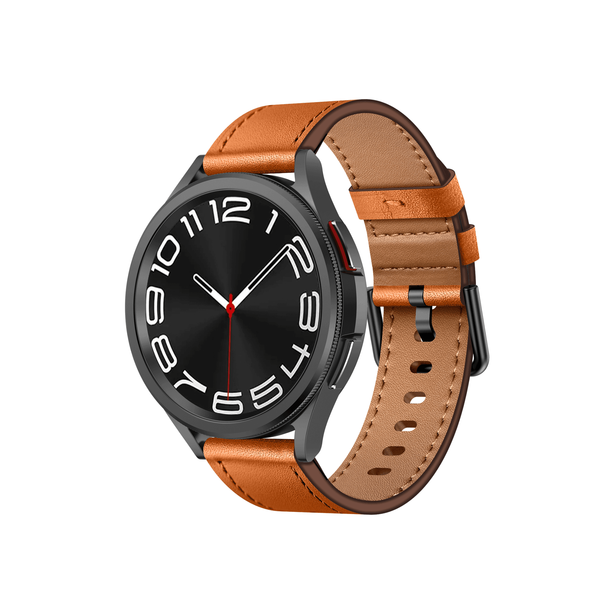 Braun gefärbtes Lederarmband an Smartwatch – elegantes Veridian Design mit Kontrastnaht